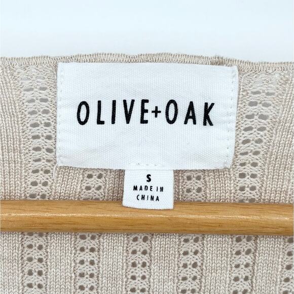 Olive & Oak Cream Knit Double Front Tie Cardigan Sweater Size S - Picture 4 of 5